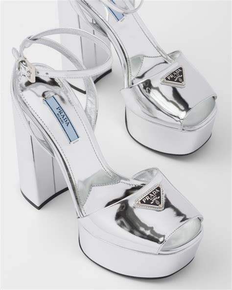 prada silver flat shoes|prada silver platform shoes.